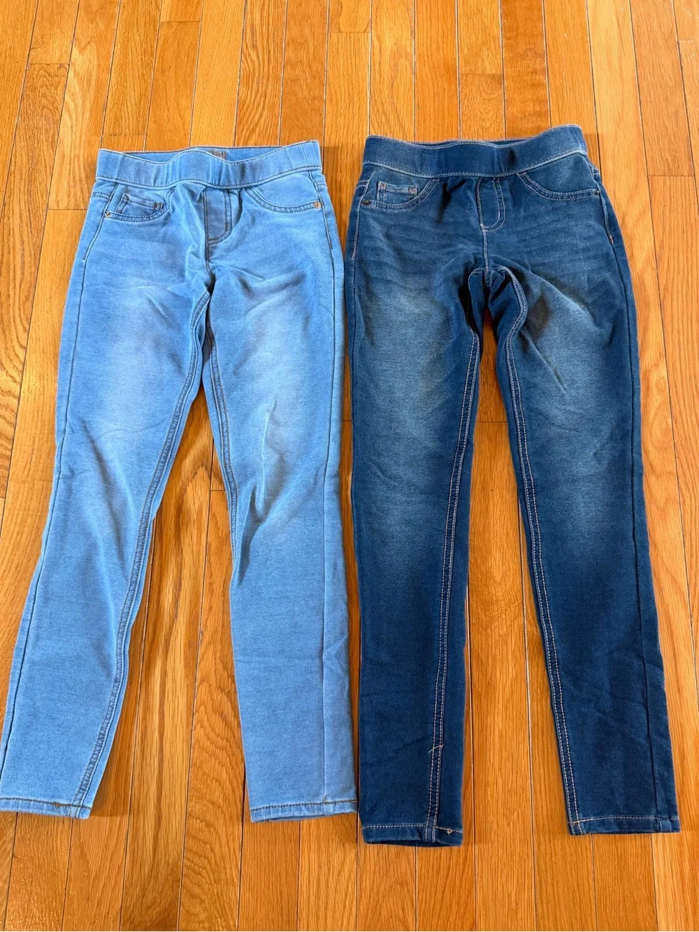 2 Justice Pull on Soft Denim Light and Dark Blue Jeans Girls Sz 10 Slim